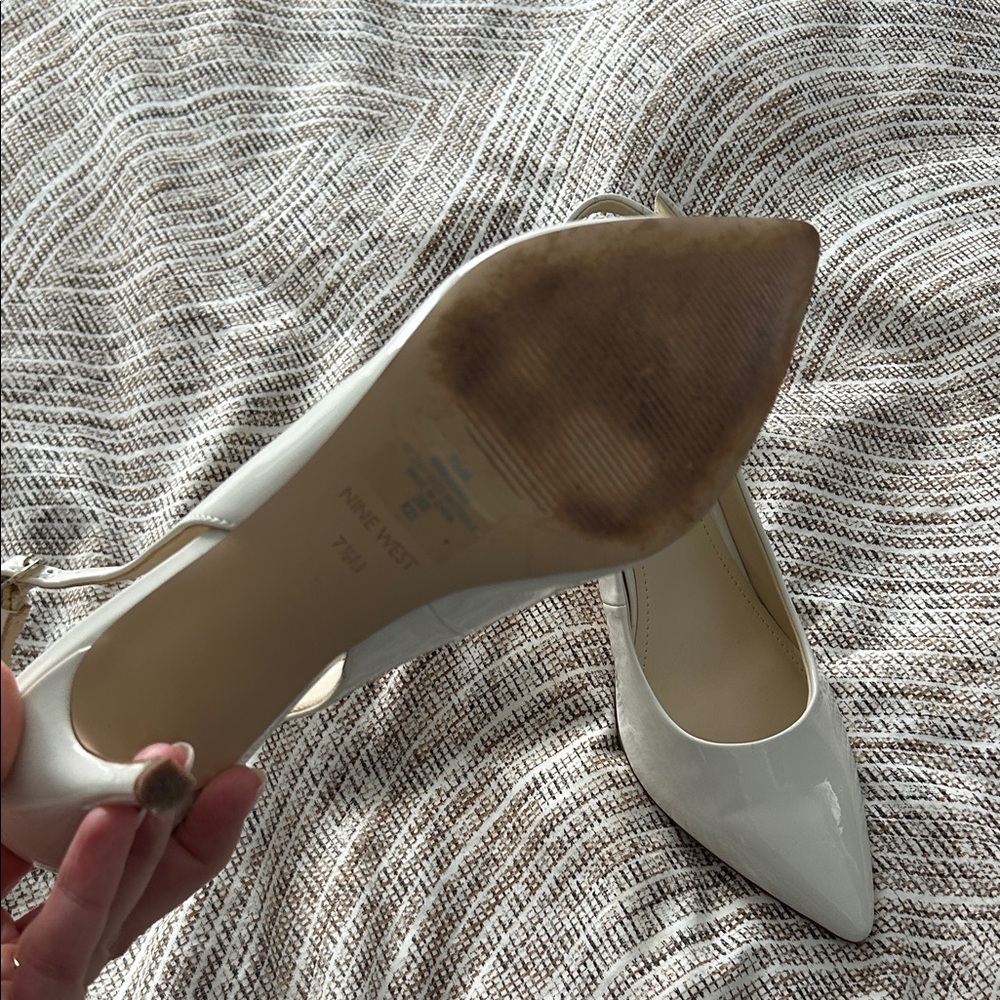 Only worn once! Nine West Cream Slingback Heels - Picture 3 of 7